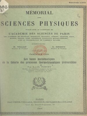 cover image of Les bases mathématiques de la théorie des processus thermodynamiques irréversibles